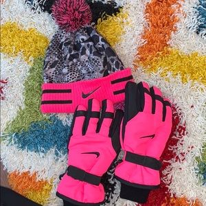 Kids hat and matching Nike gloves